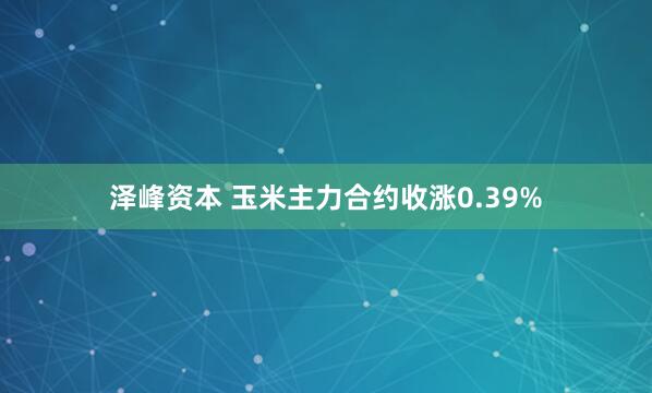 泽峰资本 玉米主力合约收涨0.39%